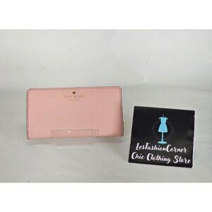 Kate Spade New York Pink Saffiano Leather Staci Large Slim Bifold Wallet 278